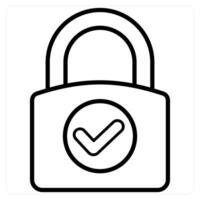 Lock and security icon concept in black line color vector