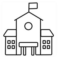 School and building icon concept in black line color vector