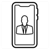Mobile Account and app icon concept in black line color vector