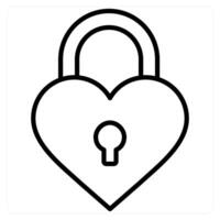 Heart Locked and locked icon concept in black line color vector