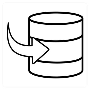 Received data and database icon concept in black line color vector