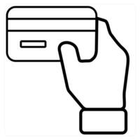 Card In Hand icon concept in black line color vector