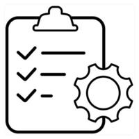 Clipboard and list icon concept in black line color vector