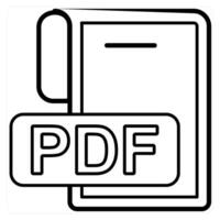 PDF File and file icon concept in black line color vector