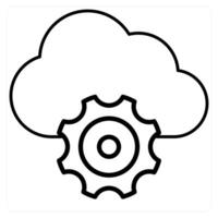 Cloud Settings icon concept in black line color vector