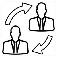 Duties transfer icon concept in black line color vector