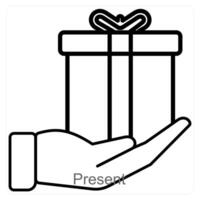 Present icon concept in black line color vector