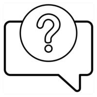 Question and query icon in black line color vector