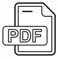 PDF File icon in black line color vector