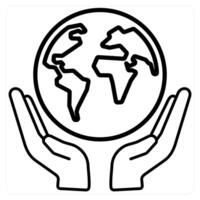 Save Earth icon concept in black line color vector