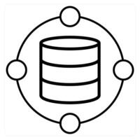 Data and database icon concept in black line color vector