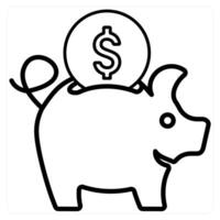 Piggy Bank Savings icon concept in black line color vector