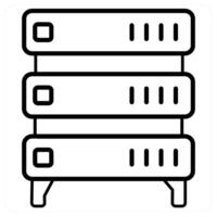 Server in black line color vector