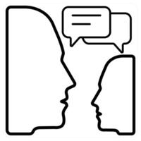 Communication and conversation icon concept in black line color vector
