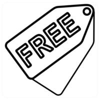 Free and tag icon concept in black line color vector