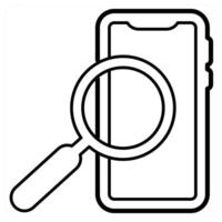 Mobile Search in black line color vector