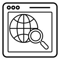 Global Search icon concept in black line color vector