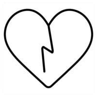 Heart Broken icon concept in black line color vector