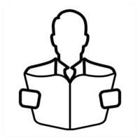 reader icon concept in black line color vector