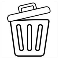 trashbin icon concept in black line color vector