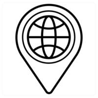 Global Location and globe icon concept in black line color vector
