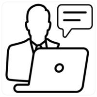 Online Study icon concept in black line color vector