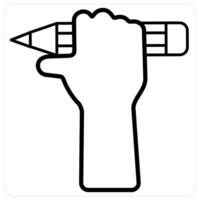 Pen and education icon concept in black line color vector