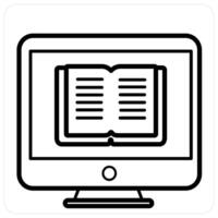 E Learning and education in black line color vector