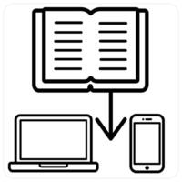 Data Share and education icon concept in black line color vector