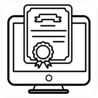 Online Diploma and education icon concept in black line color vector