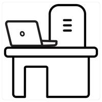 Desk and table icon concept in black line color vector