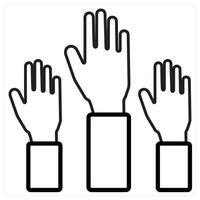 Raise Hands icon concept in black line color vector