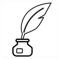 Inkpot icon concept in black line color vector
