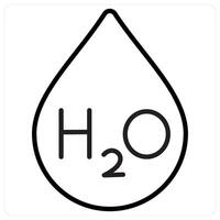 H2o icon concept in black line color vector