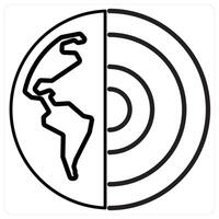 Earth in black line color vector