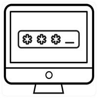 Password and safe icon concept in black line color vector