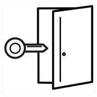 Door Key concept in black line color vector