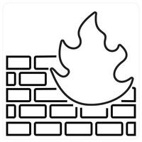 Firewall and safety icon concept in black line color vector