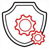 Security Setting and security icon concept in black line color vector