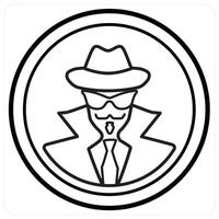 Hacker icon concept in black line color vector