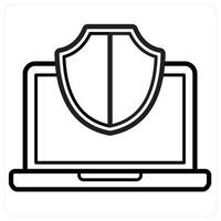 Laptop Security concept in black line color vector
