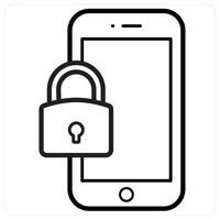 Mobile Security concept in black line color vector
