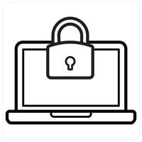 Laptop Security icon concept in black line color vector