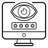 Password and security icon concept in black line color vector