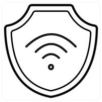 Secured Wifi icon concept in black line color vector