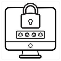 Password Security icon concept in black line color vector