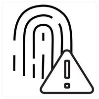 Fingerprint Error icon concept in black line color vector