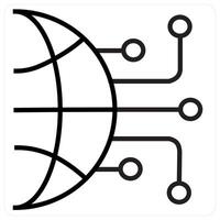 Data Network icon concept in black line color vector