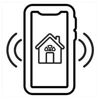 Smart House And Control Icon Concept in black line color vector