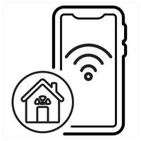 House Wifi And Connection Icon Concept in black line color vector